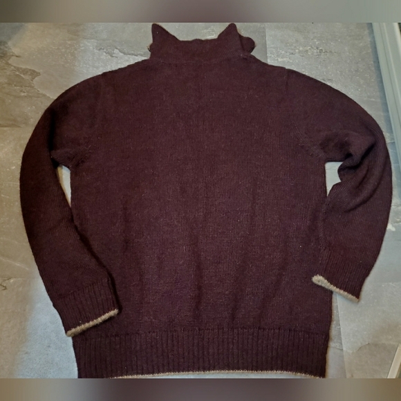 Peruvian Link "Auckland 1/4 zip sweater. 100% alpaga. Burgundy/black. Tan. S. - Picture 2 of 12